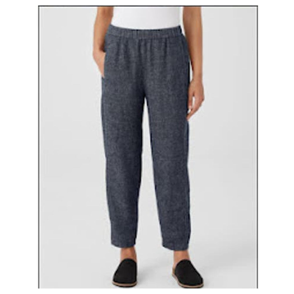 Eileen fisher blue chambray 100% cotton ankle length pull on pants womens small